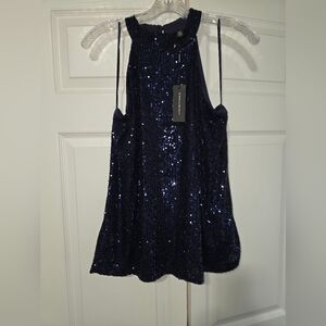 Cable & Gauge Midnight Blue Sequin Top